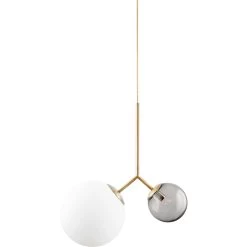 House Doctor Twice Hanglamp, Messing/Smokey Grey/Opal White