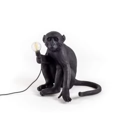 Seletti Monkey Lamp Buiten Zittend, Zwart